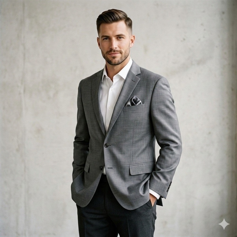 Calvin Klein Mens Gray Two Button Blazer Jacket 42R Linen‎ Blend Professional